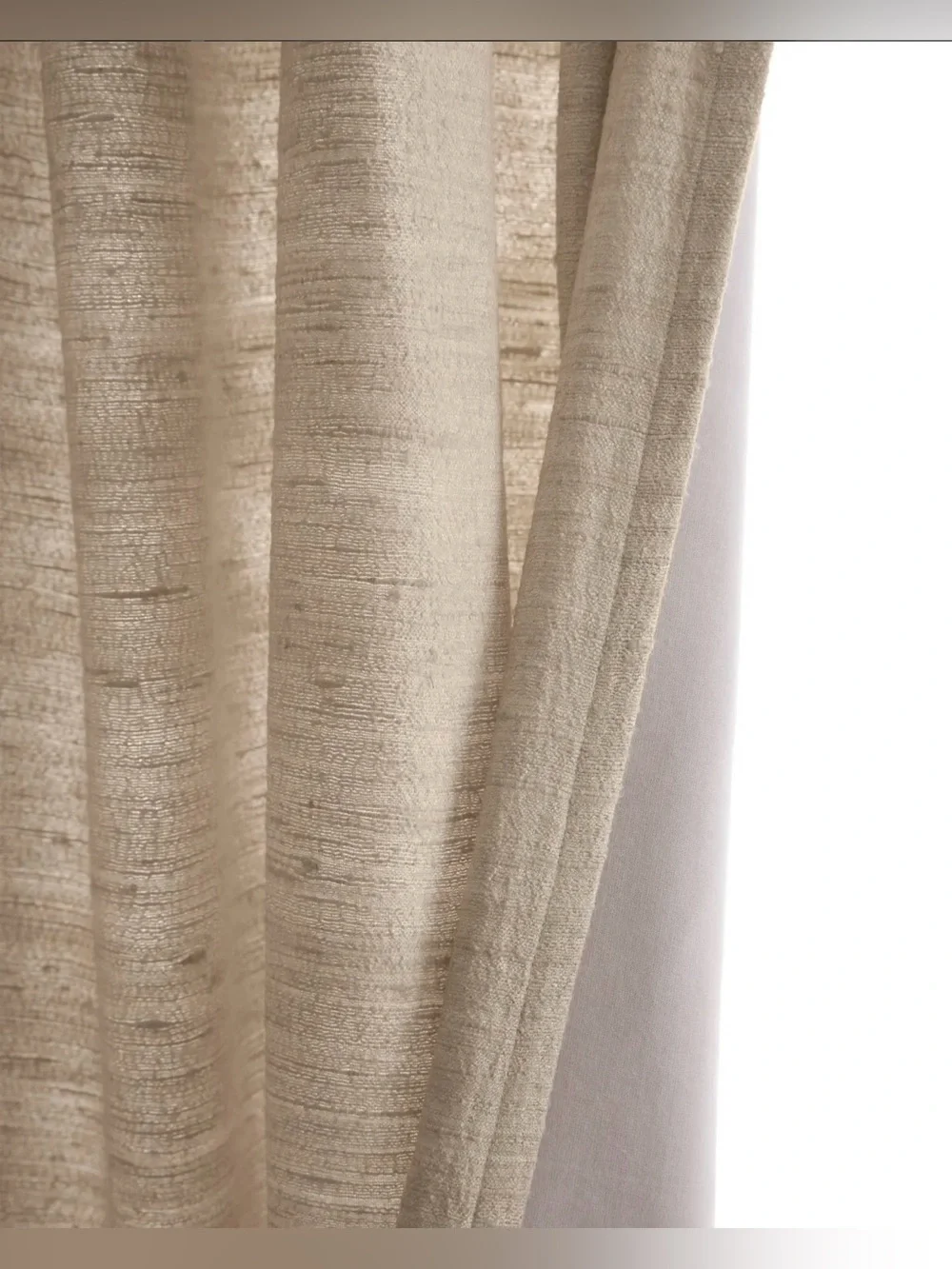New Quince 100% Raw Silk Sand Tan Curtain Panel 48 X 84”  Lined Light Filter